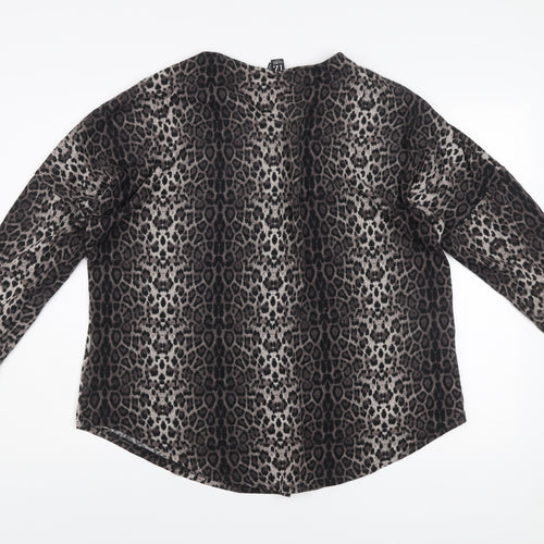 Izabel London Women’s Brown Leopard Print Zip Front Jumper Size 22