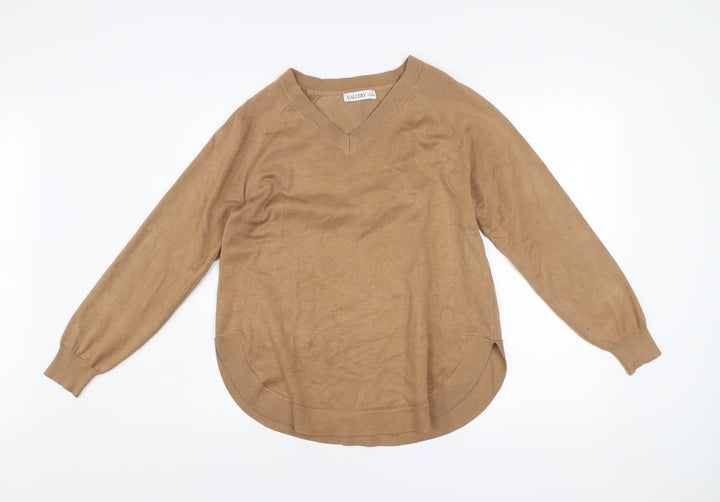 Gallery Women’s Brown V-Neck Pullover Jumper Size S