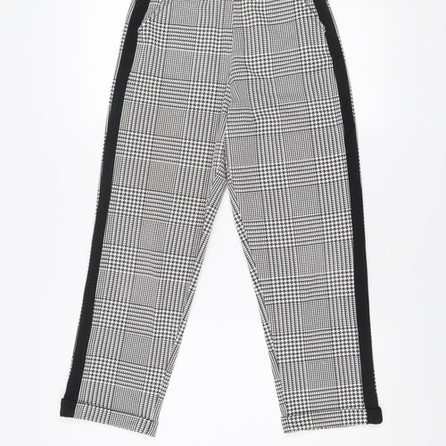 Missi London Women Black Check Leggings Size 8 Slim Fit Stretch