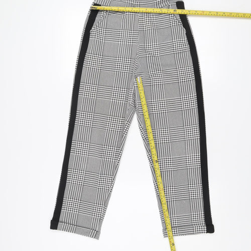 Missi London Women Black Check Leggings Size 8 Slim Fit Stretch