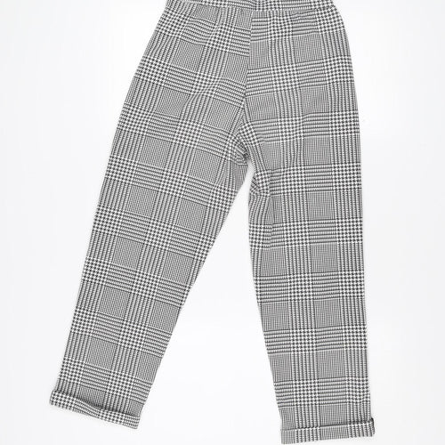 Missi London Women Black Check Leggings Size 8 Slim Fit Stretch