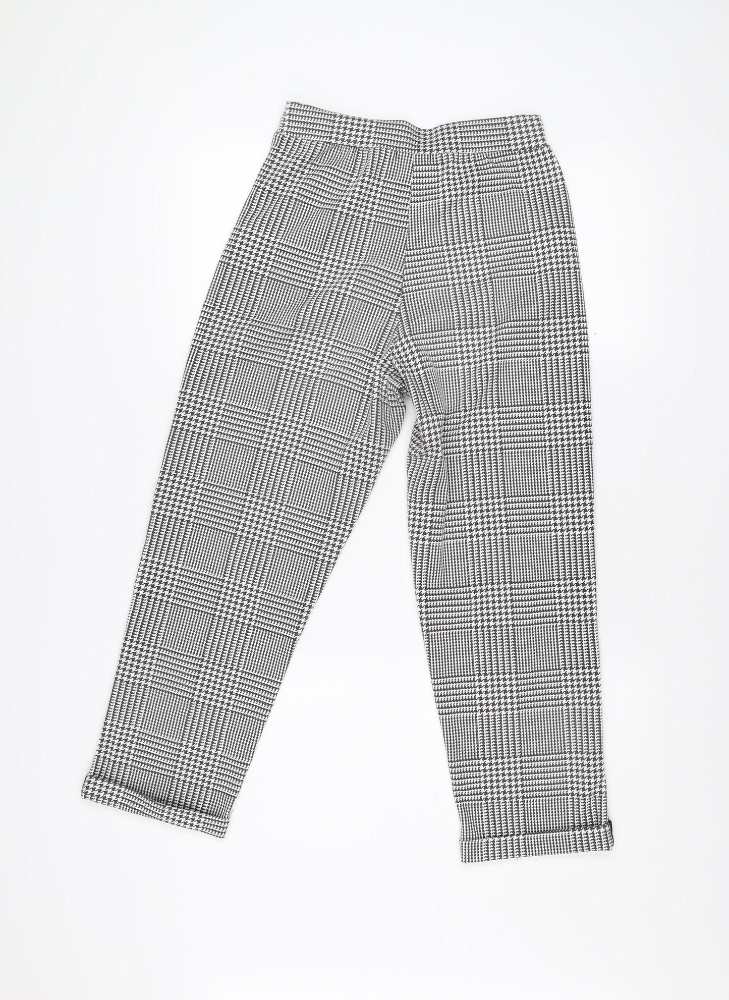 Missi London Women Black Check Leggings Size 8 Slim Fit Stretch