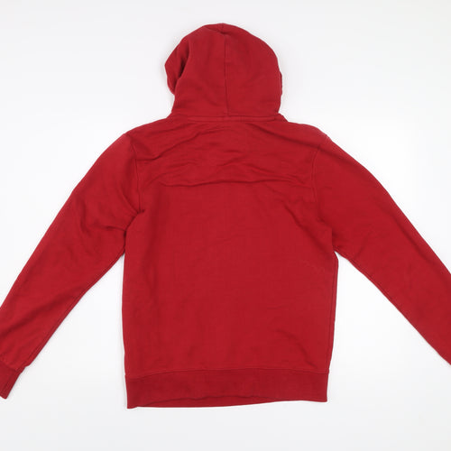 Pull&Bear Mens Red Small Pullover Hoodie Graphic Logo Hooded Sweatshirt