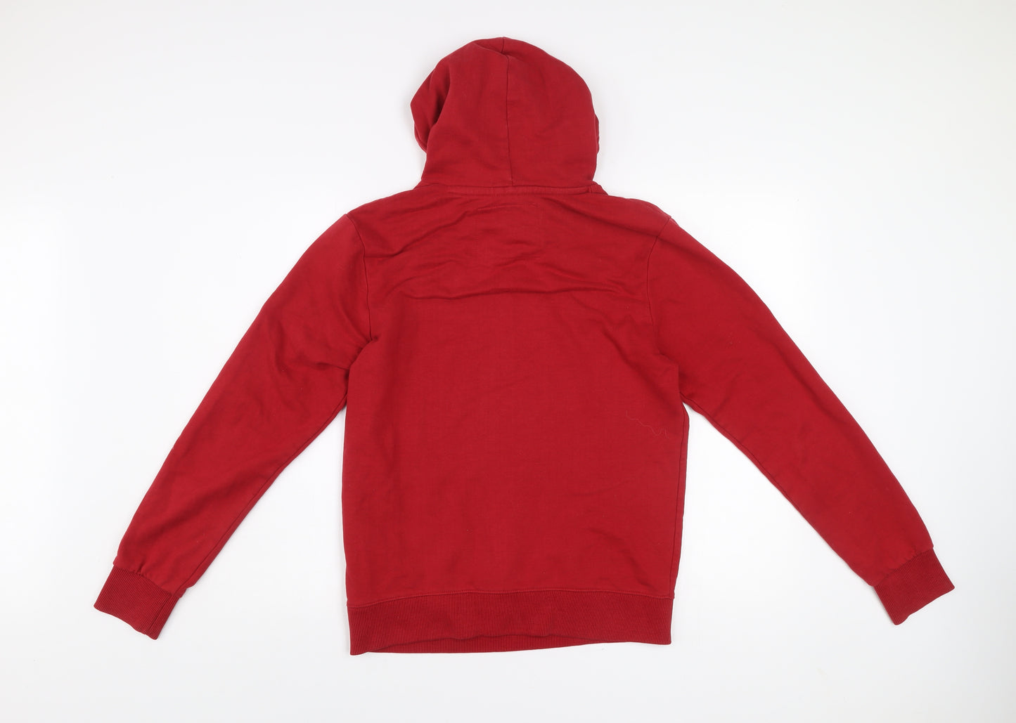 Pull&Bear Mens Red Small Pullover Hoodie Graphic Logo Hooded Sweatshirt