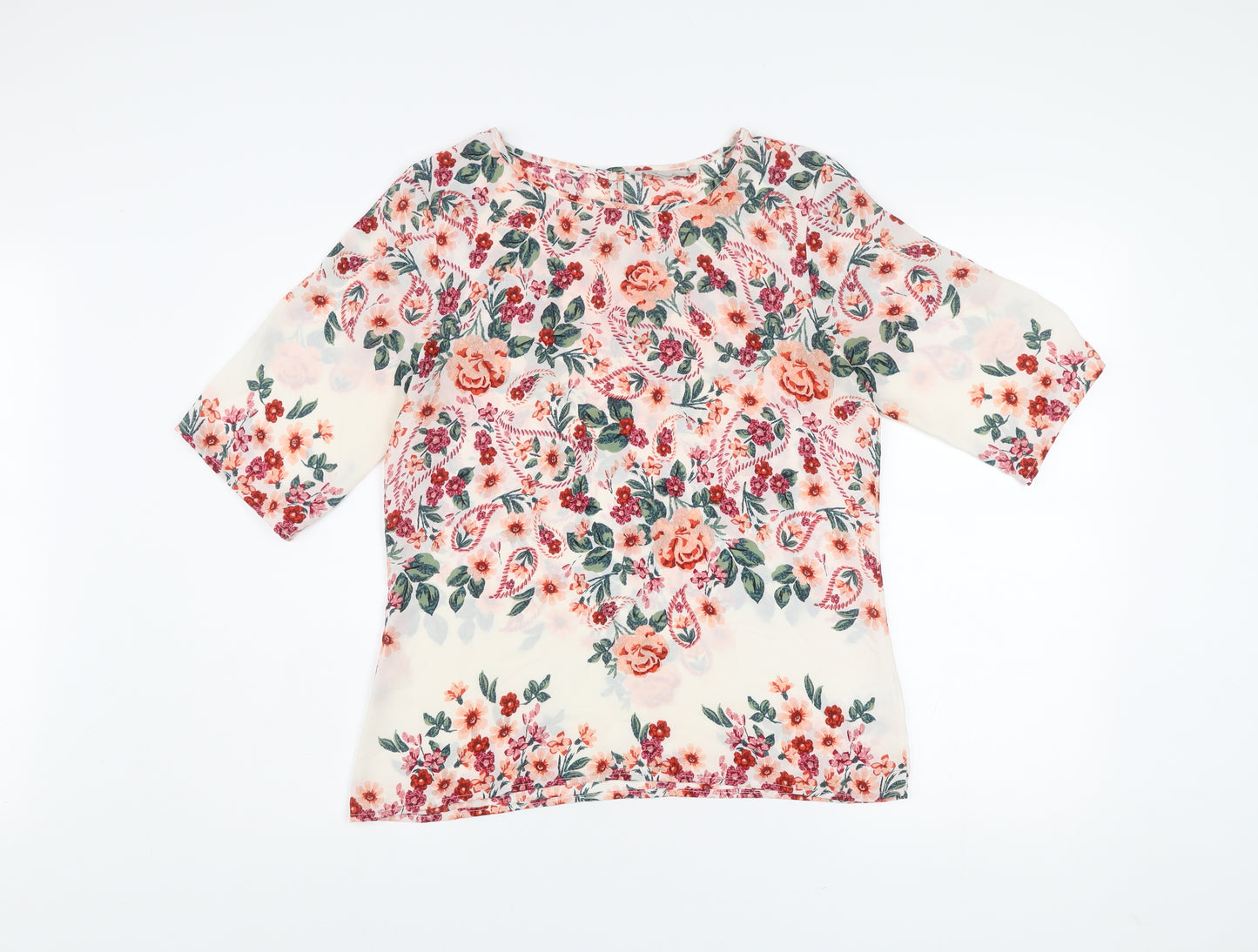 Peacocks Women’s Multicoloured Floral Blouse Size 10 Tunic Style
