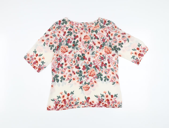 Peacocks Women’s Multicoloured Floral Blouse Size 10 Tunic Style