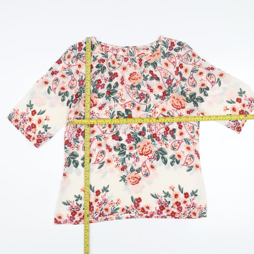 Peacocks Women’s Multicoloured Floral Blouse Size 10 Tunic Style