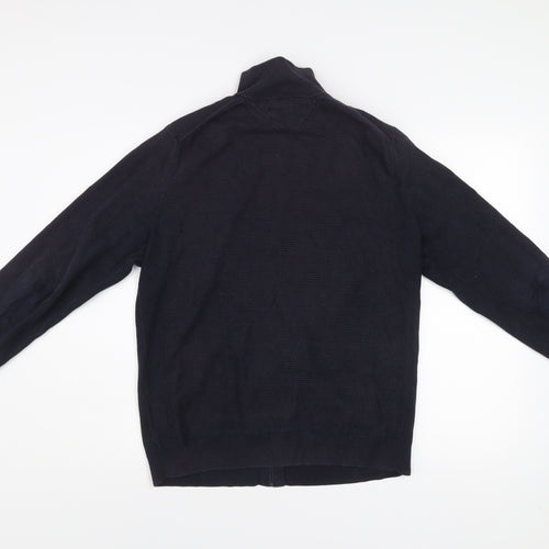 Tommy Hilfiger Men Black Knit Full Zip Jacket Size M Cotton Blend