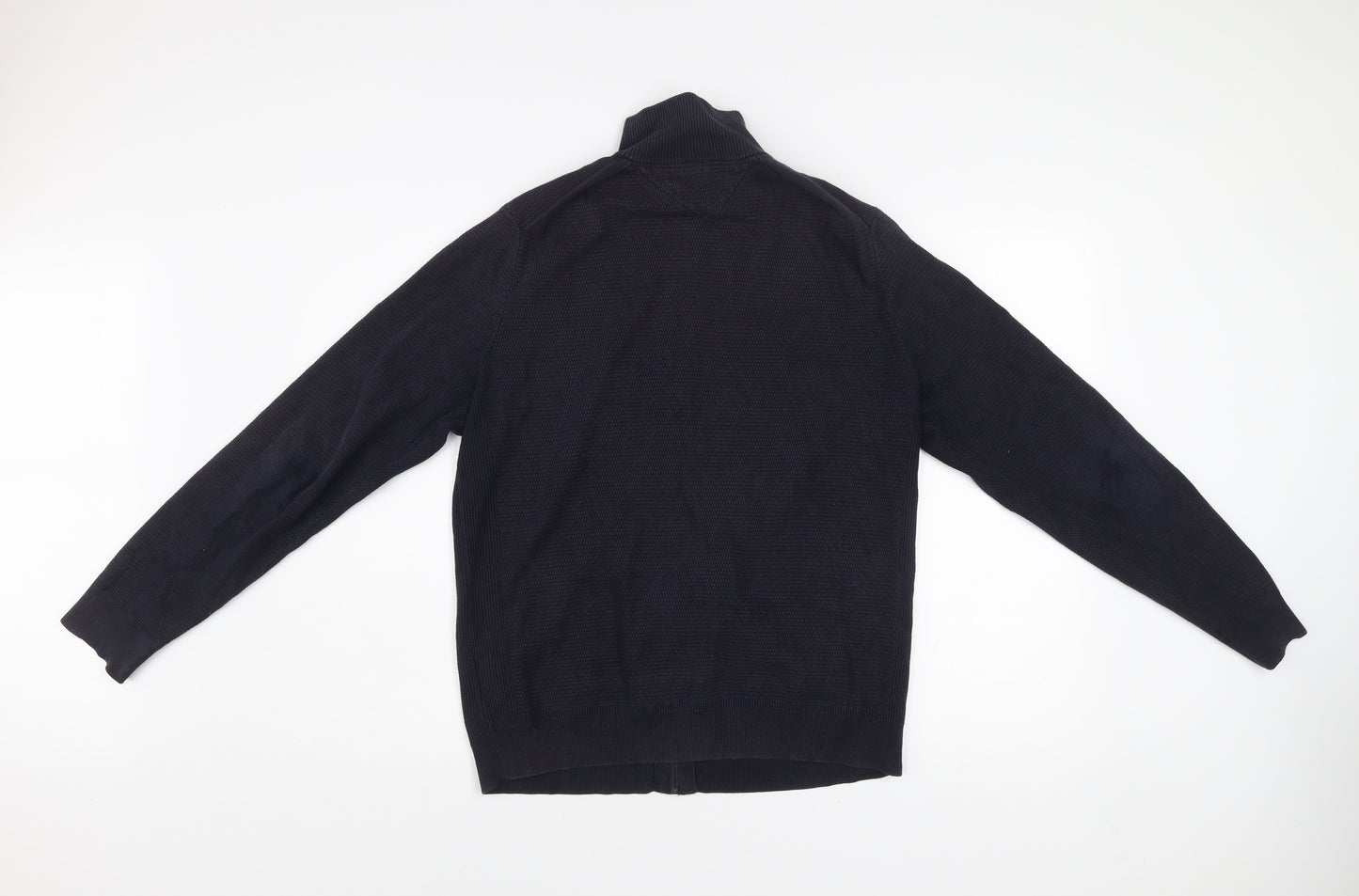 Tommy Hilfiger Men Black Knit Full Zip Jacket Size M Cotton Blend