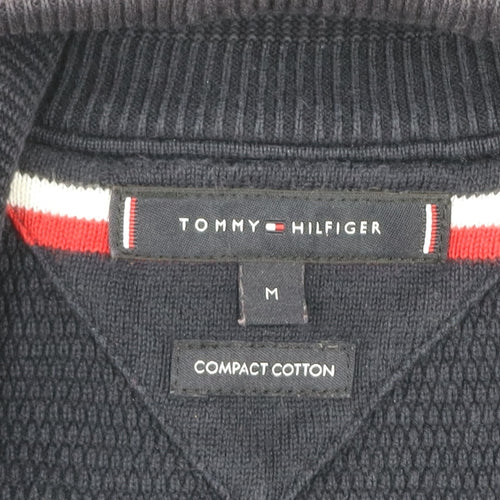 Tommy Hilfiger Men Black Knit Full Zip Jacket Size M Cotton Blend