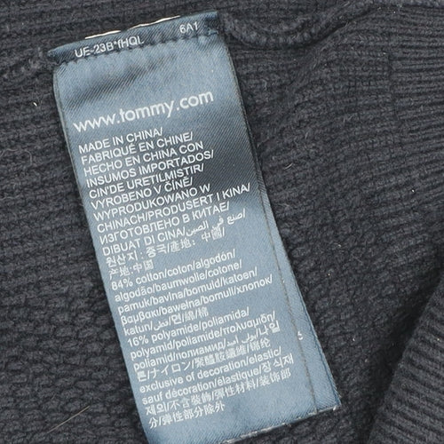 Tommy Hilfiger Men Black Knit Full Zip Jacket Size M Cotton Blend