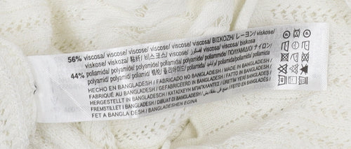 Zara Women’s Ivory Knit T-Shirt XL Crew Neck Short Sleeve Lightweight