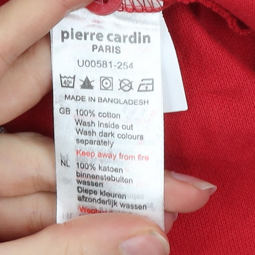 Pierre Cardin Men's Red Cotton Polo Shirt M Regular Fit Casual