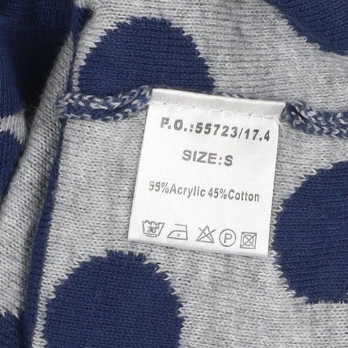Micha Women’s Blue Polka Dot V-Neck Full Zip Cardigan Size S
