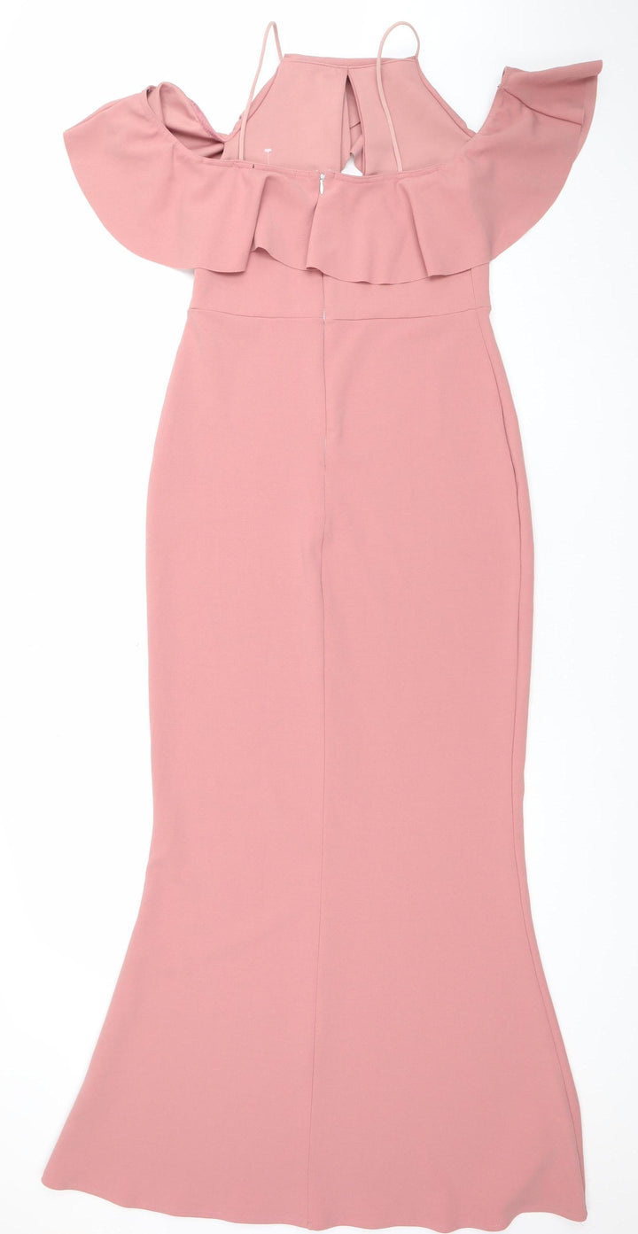 Missguided Women’s Pink Off Shoulder Midi Bodycon Dress Size 12
