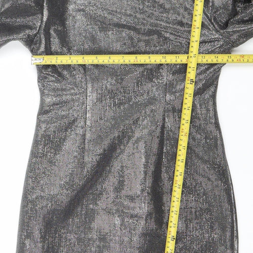 H&M Women’s Silver Sheath Party Dress XS Long Sleeve