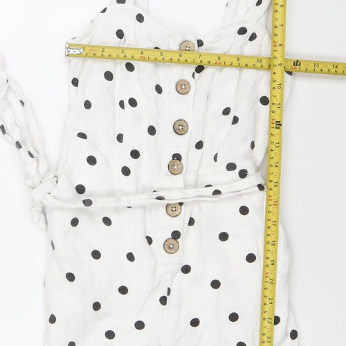 New Look Women’s Petite White Polka Dot Sleeveless Playsuit Size 6