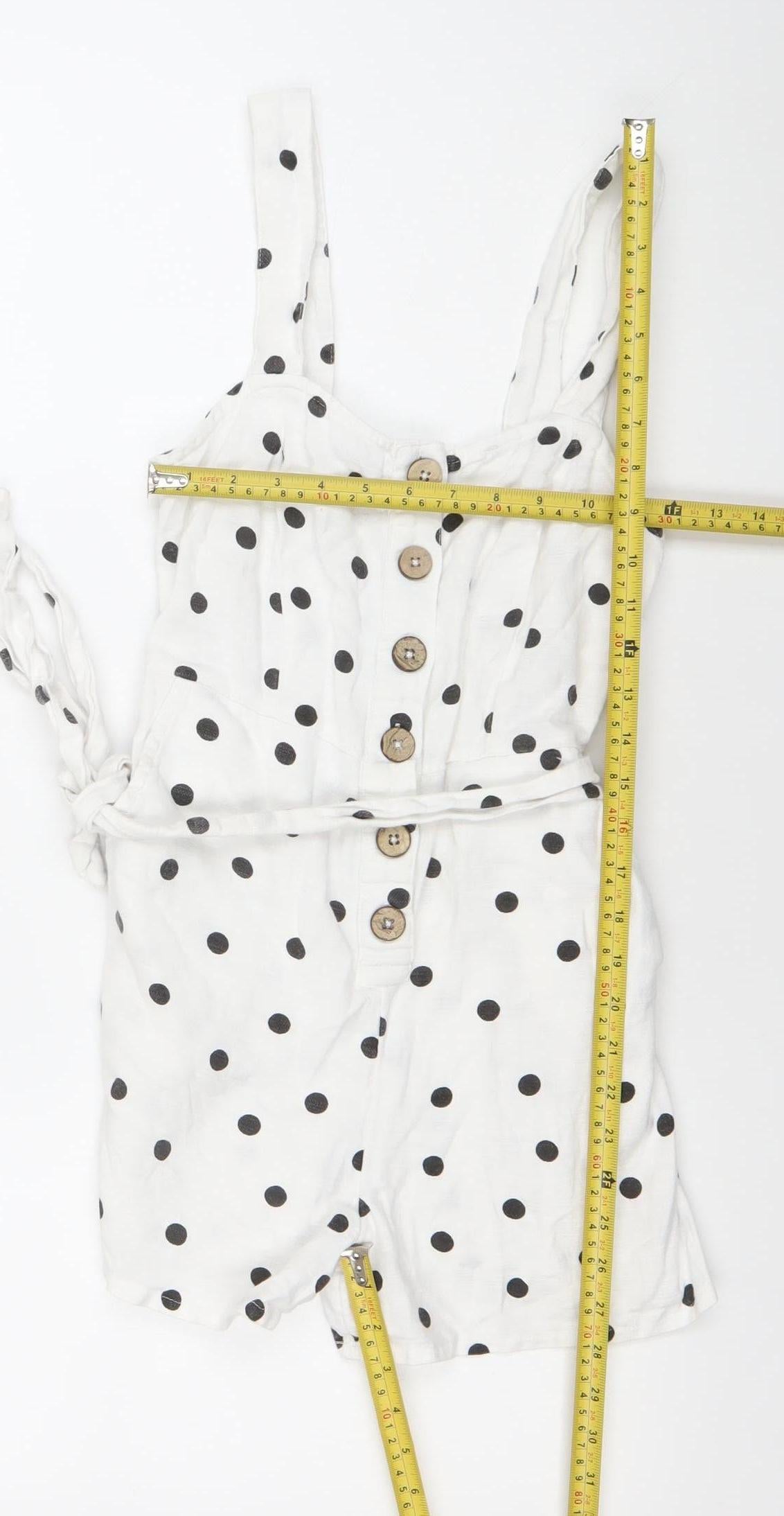 New Look Women’s Petite White Polka Dot Sleeveless Playsuit Size 6