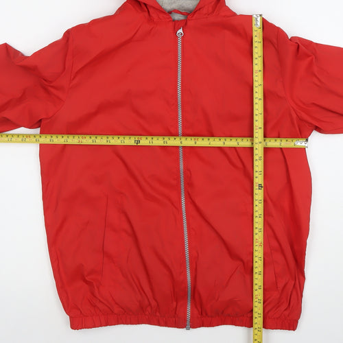 Benetton Boys Red Windbreaker Jacket 13-14 Years Hooded Full Zip