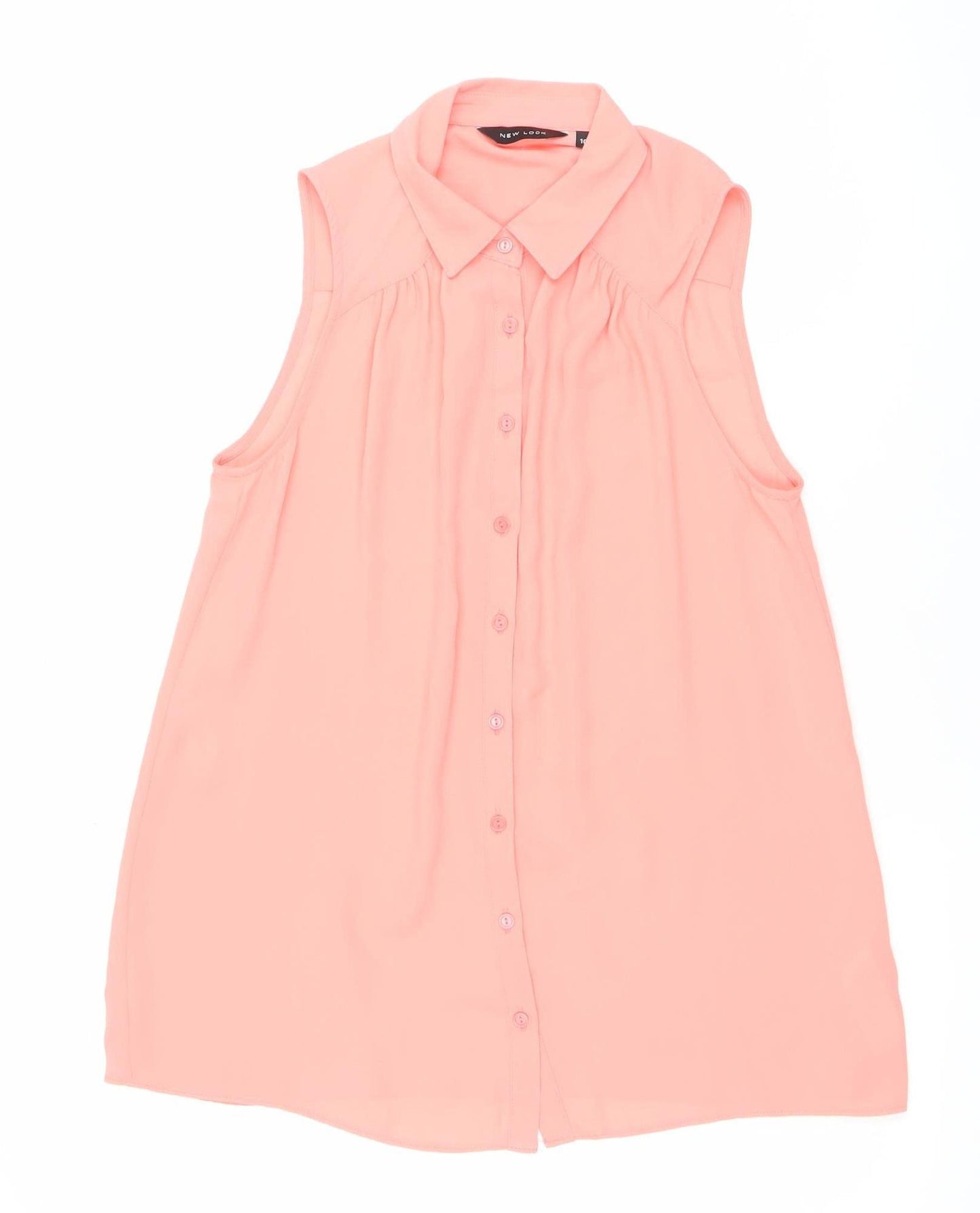 New Look Women’s Pink Button-Up Sleeveless Blouse Size 10