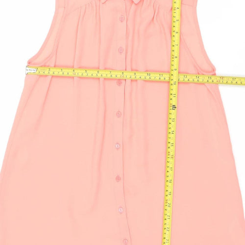 New Look Women’s Pink Button-Up Sleeveless Blouse Size 10