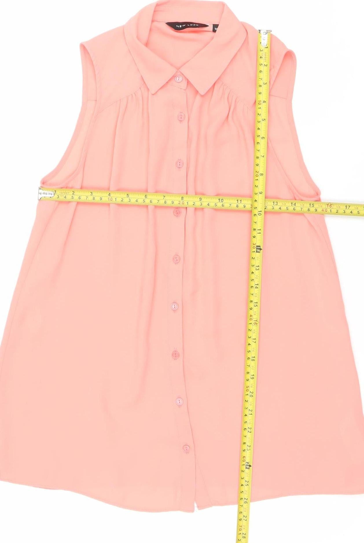 New Look Women’s Pink Button-Up Sleeveless Blouse Size 10