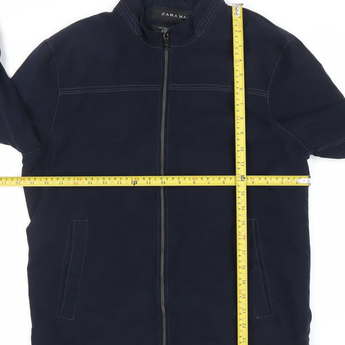 Zara Man Men's Blue Full Zip Jacket Size 40 Regular Fit Casual