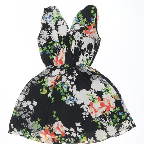 Dorothy Perkins Women’s Black Floral Strapless Sweetheart Dress Size 12