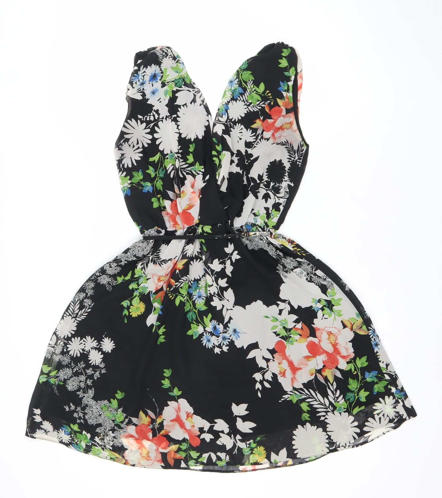 Dorothy Perkins Women’s Black Floral Strapless Sweetheart Dress Size 12