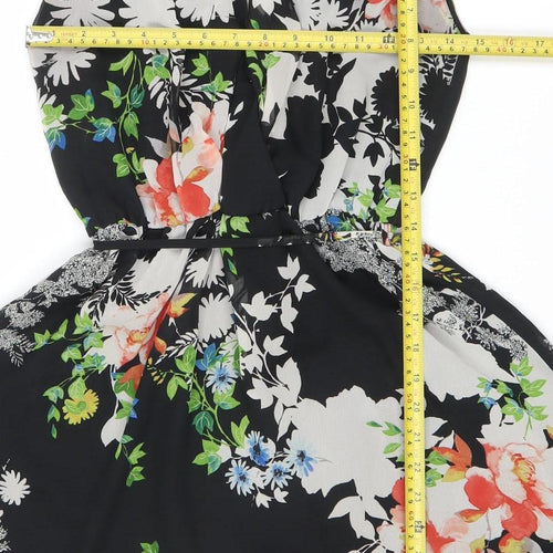 Dorothy Perkins Women’s Black Floral Strapless Sweetheart Dress Size 12