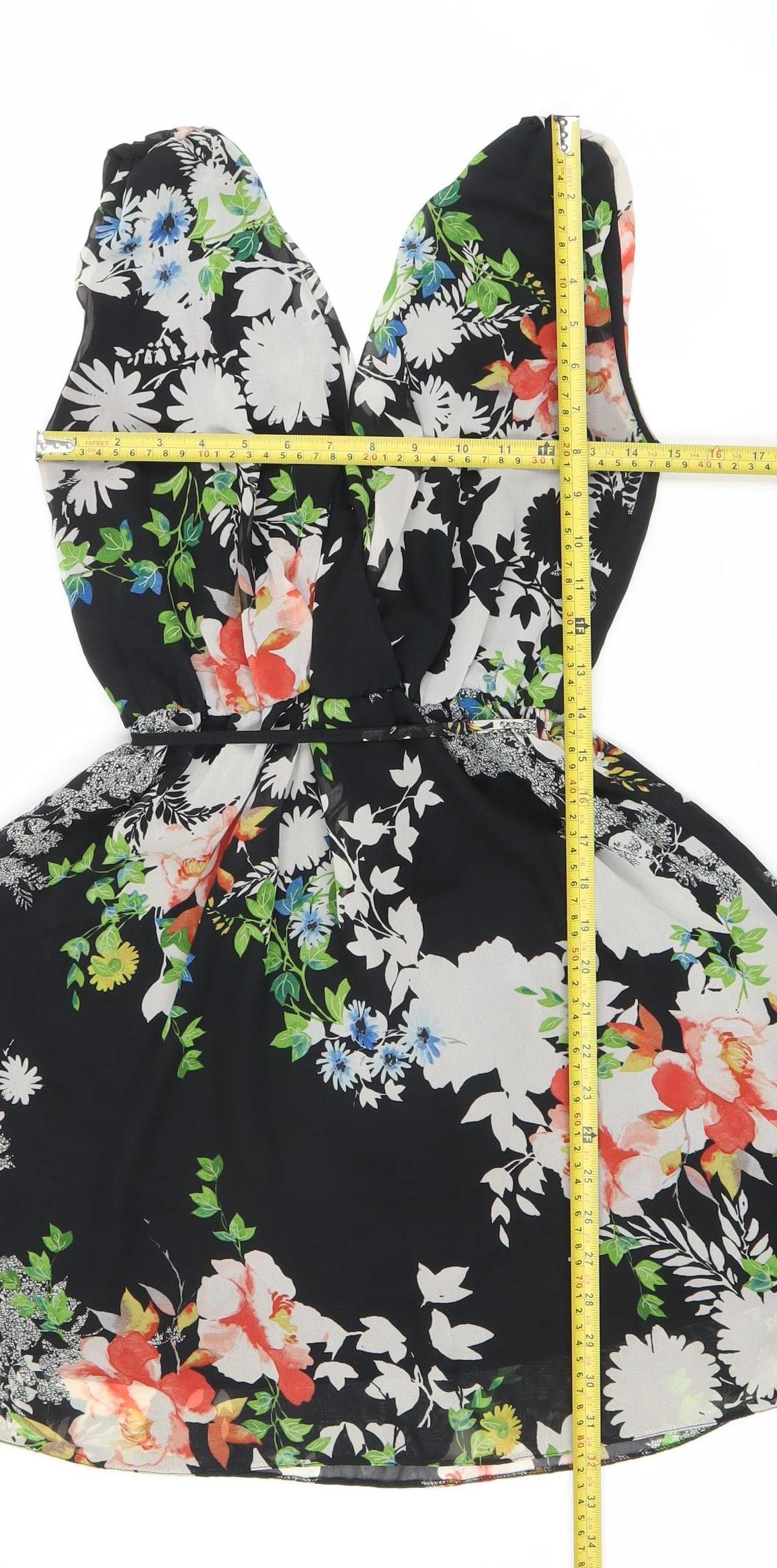 Dorothy Perkins Women’s Black Floral Strapless Sweetheart Dress Size 12