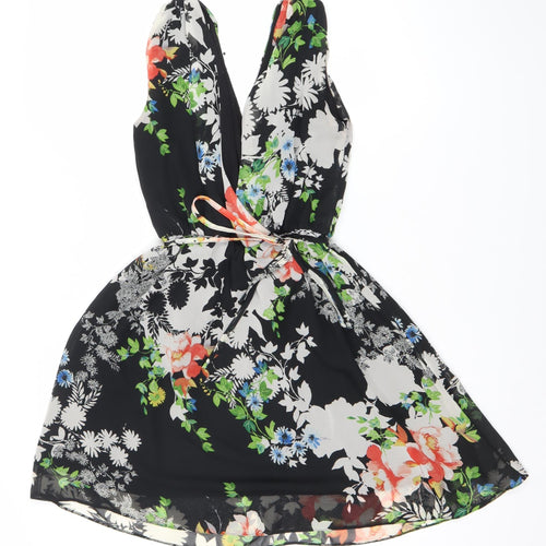 Dorothy Perkins Women’s Black Floral Strapless Sweetheart Dress Size 12