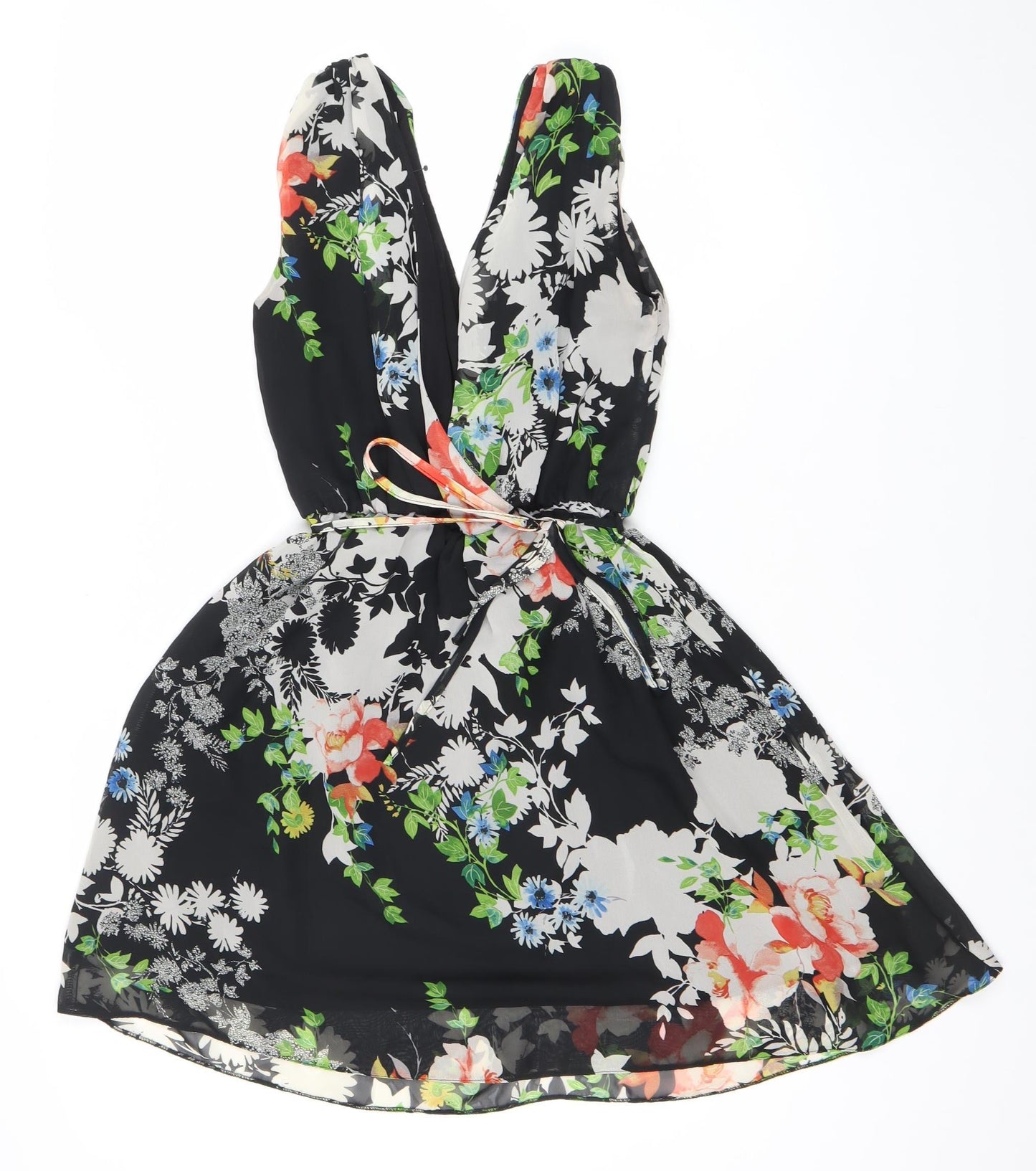 Dorothy Perkins Women’s Black Floral Strapless Sweetheart Dress Size 12