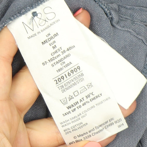 Marks and Spencer Men’s Blue Polo Shirt Medium Cotton Blend