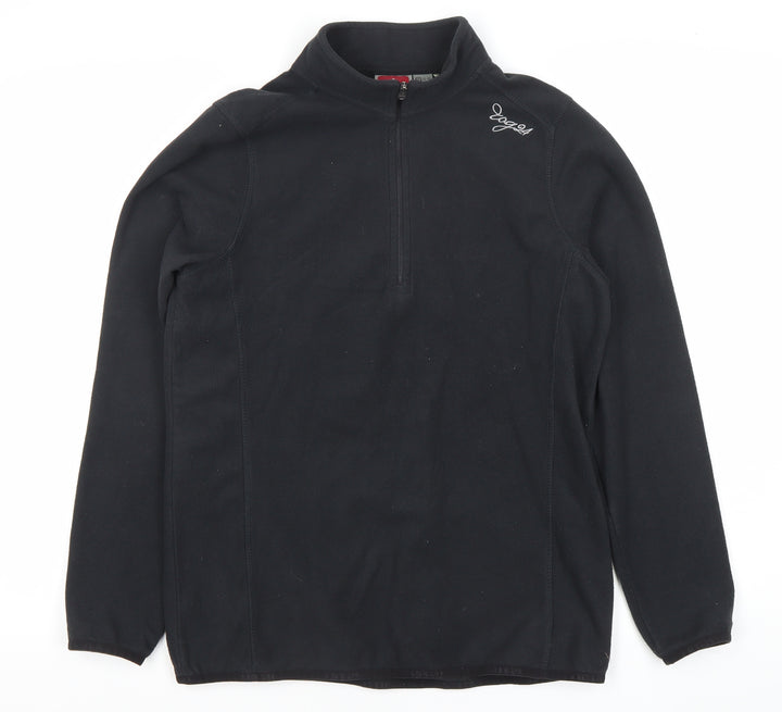 TOG24 Womens Black Fleece Sweatshirt UK 12-14 1/2 Zip Polyester