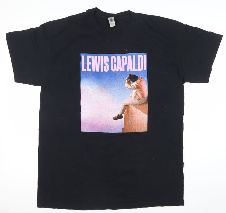 Gildan Unisex Black Lewis Capaldi Tour 2023 T-Shirt Size L Cotton