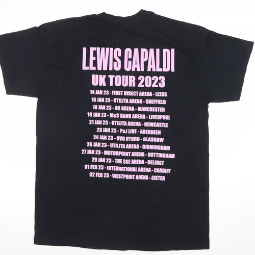 Gildan Unisex Black Lewis Capaldi Tour 2023 T-Shirt Size L Cotton