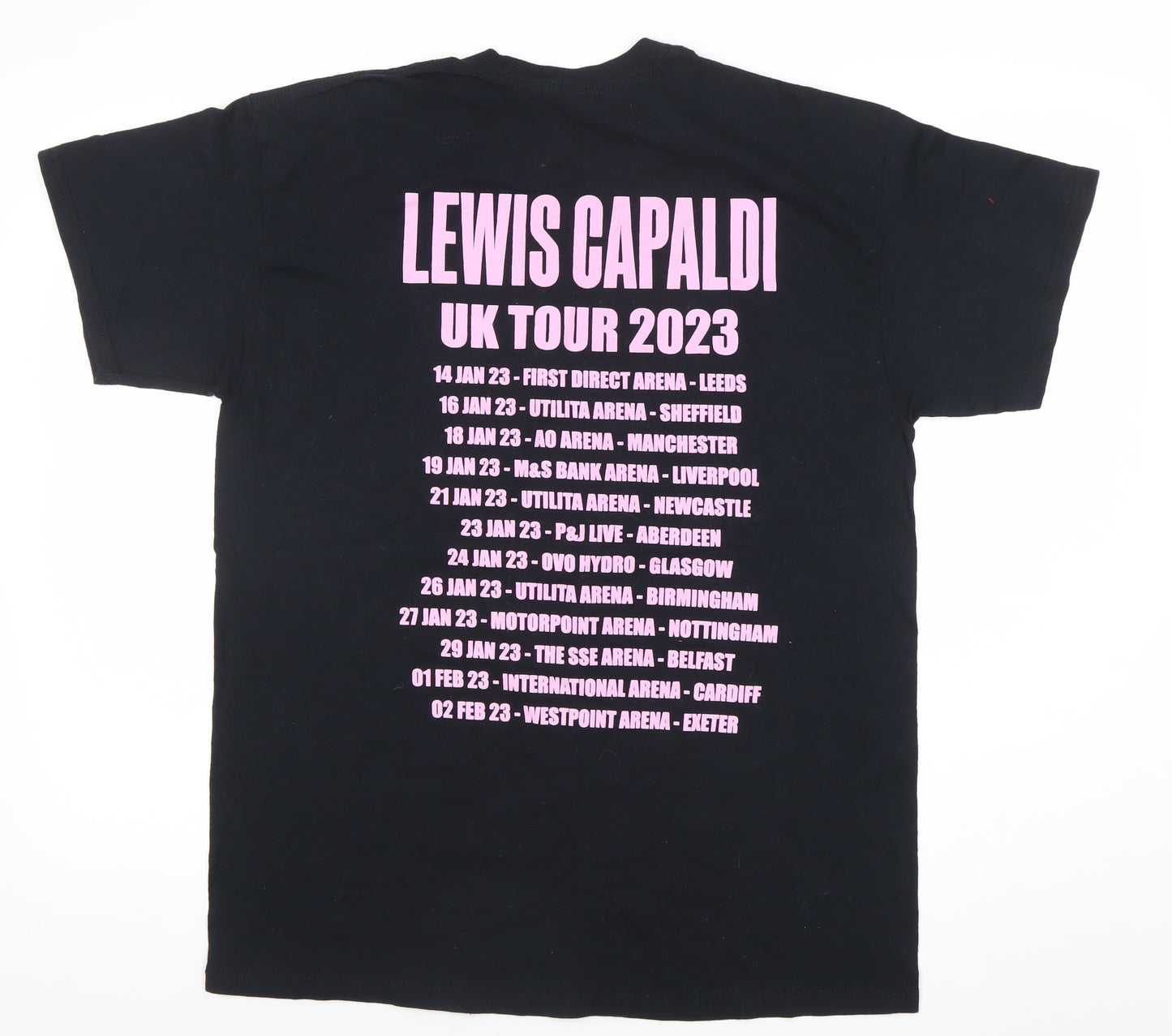 Gildan Unisex Black Lewis Capaldi Tour 2023 T-Shirt Size L Cotton