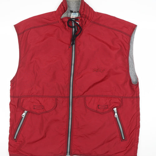 Rodeo Men’s Red Waistcoat Bodywarmer L Regular Stand-Up Collar