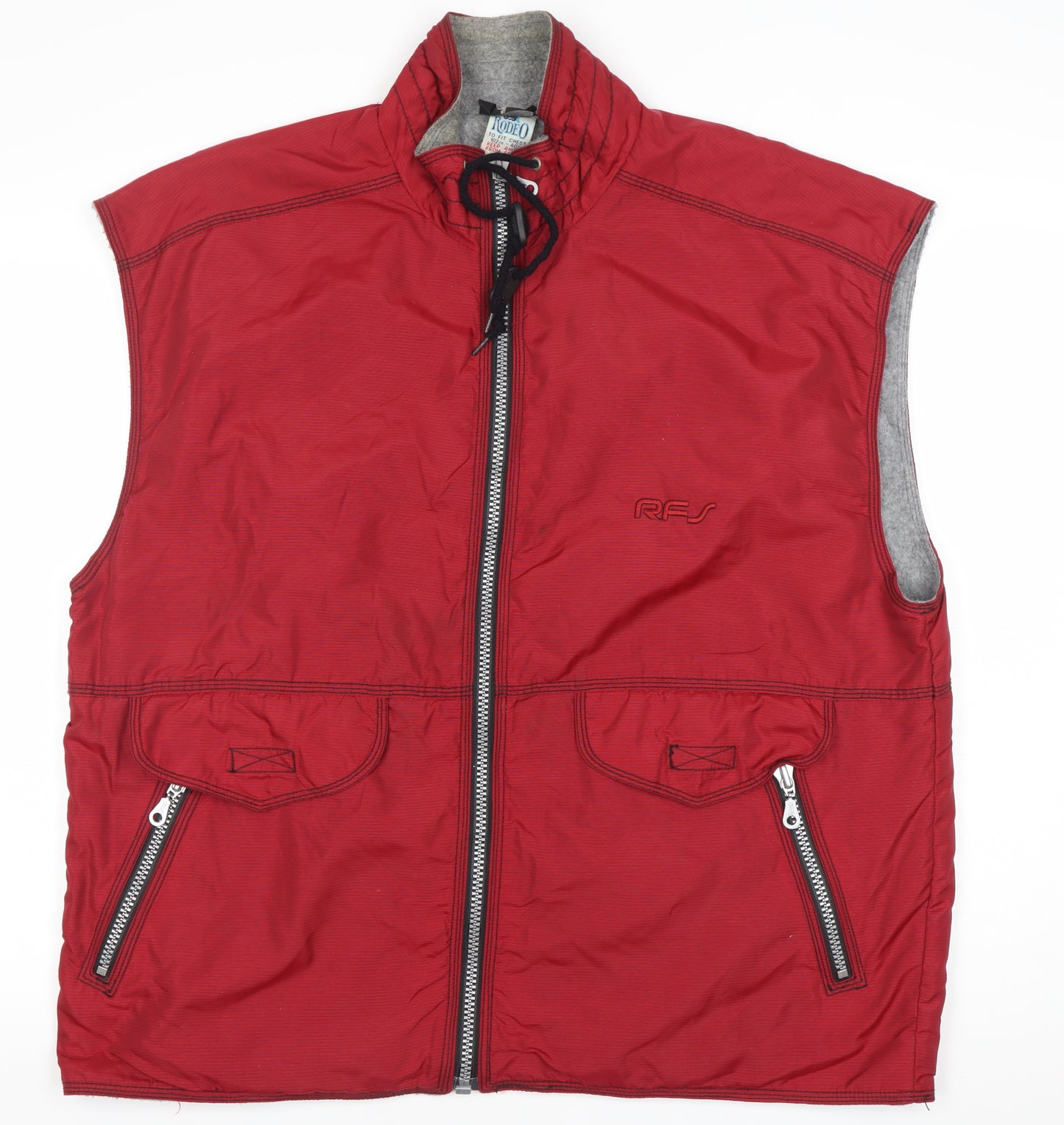 Rodeo Men’s Red Waistcoat Bodywarmer L Regular Stand-Up Collar