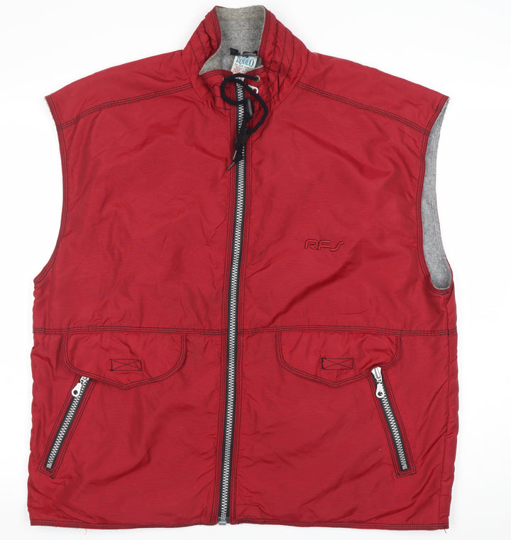 Rodeo Men’s Red Waistcoat Bodywarmer L Regular Stand-Up Collar