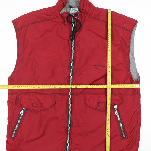 Rodeo Men’s Red Waistcoat Bodywarmer L Regular Stand-Up Collar
