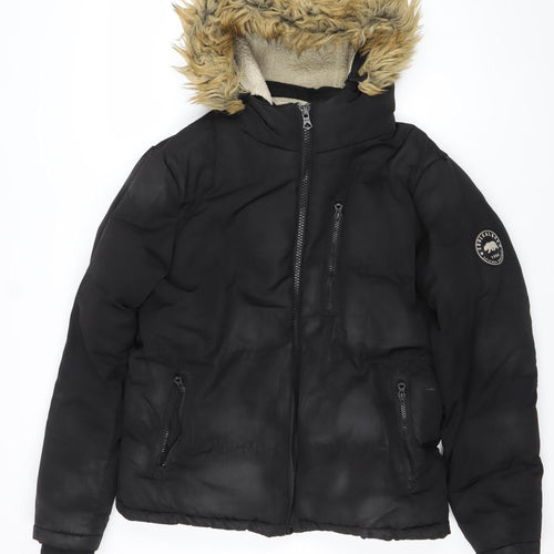 SoulCal & Co Womens Black S Puffer Jacket Hooded Winter Coat