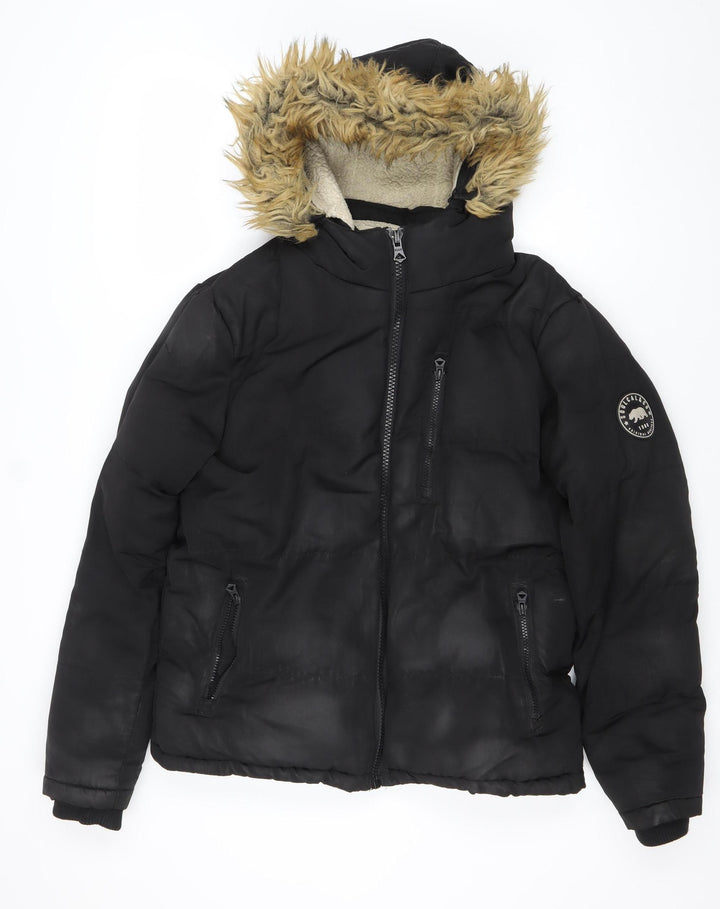 SoulCal & Co Womens Black S Puffer Jacket Hooded Winter Coat