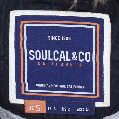 SoulCal & Co Womens Black S Puffer Jacket Hooded Winter Coat