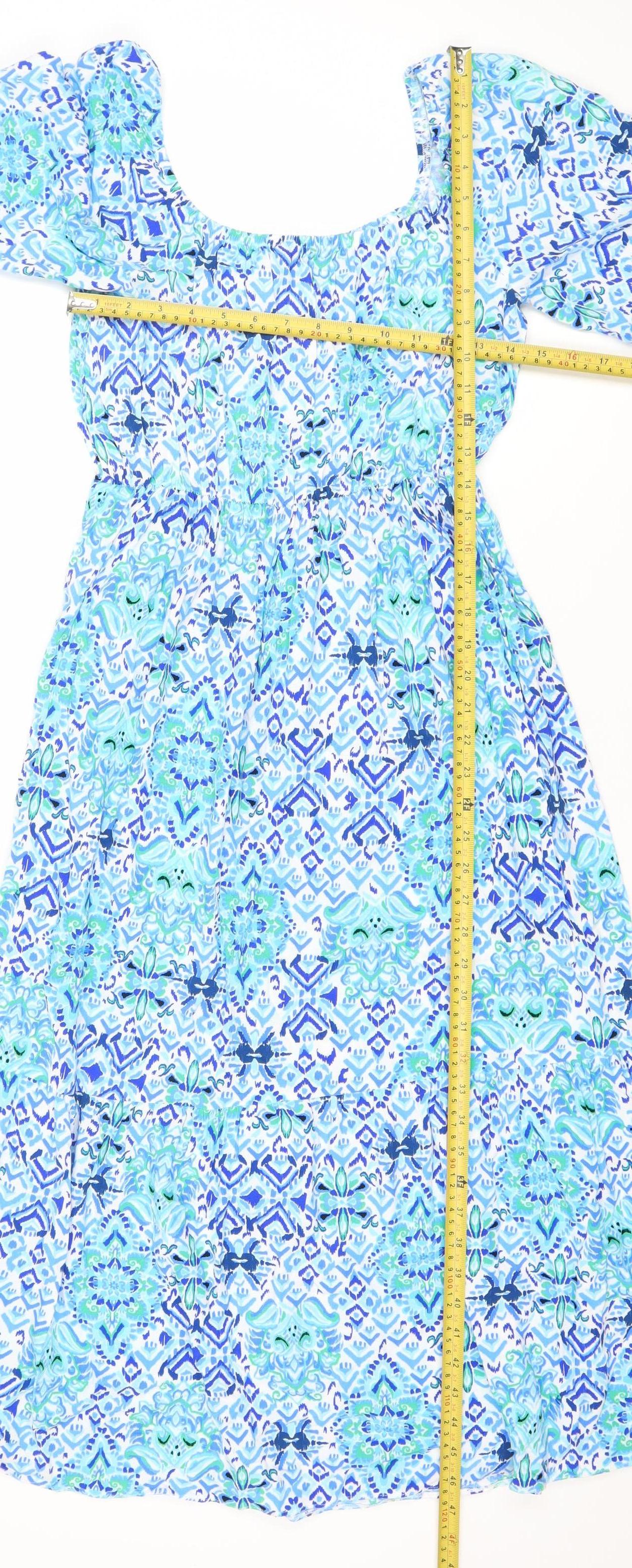 Dunnes Stores Women’s Blue Geometric A-Line Dress Size 8