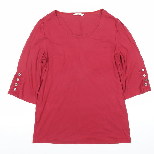Marks and Spencer Womens Red Scoop Neck 3/4 Sleeve Top Size 10