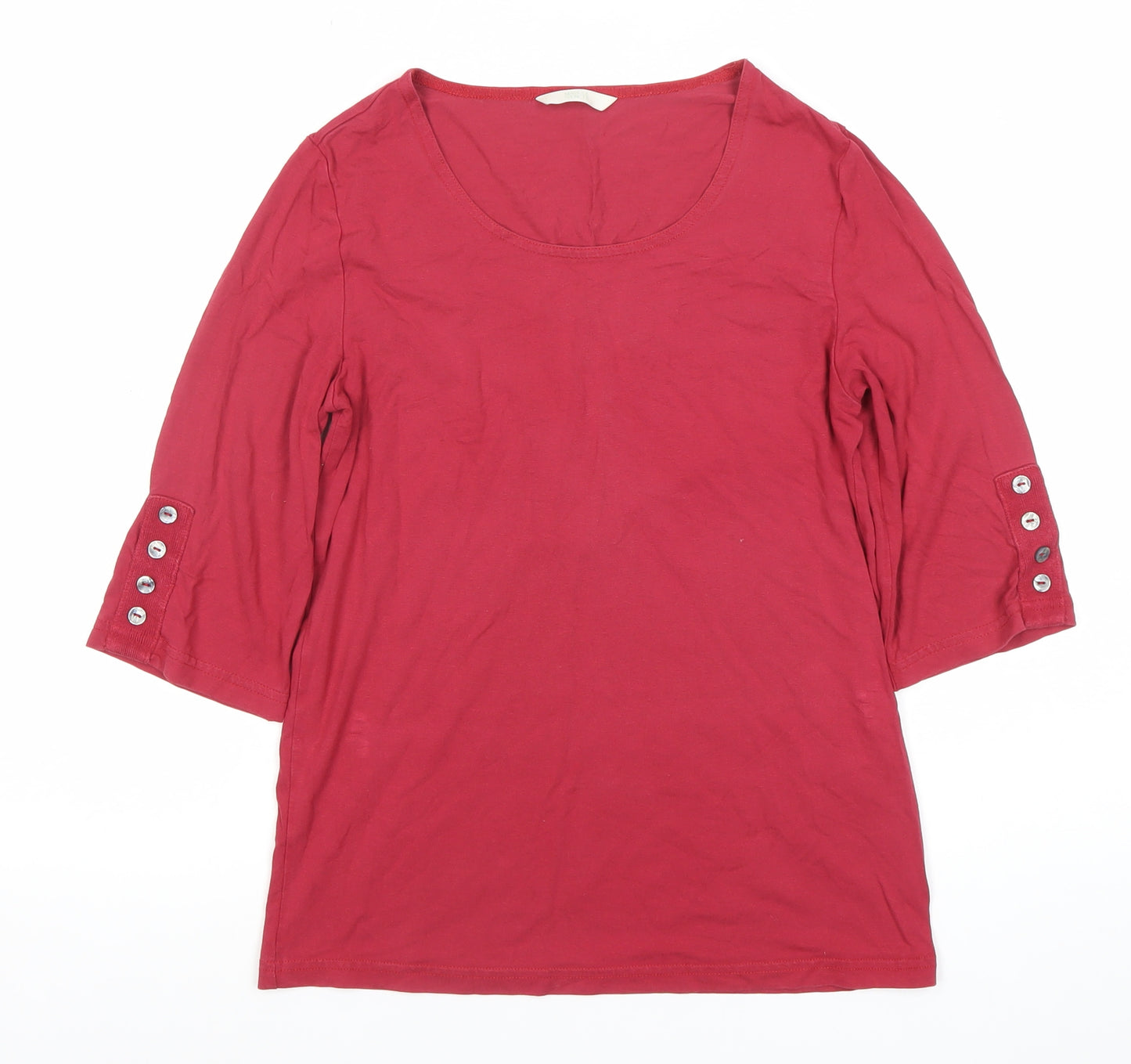 Marks and Spencer Womens Red Scoop Neck 3/4 Sleeve Top Size 10
