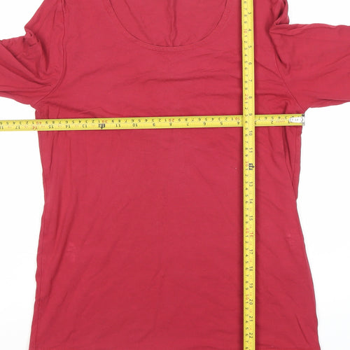 Marks and Spencer Womens Red Scoop Neck 3/4 Sleeve Top Size 10