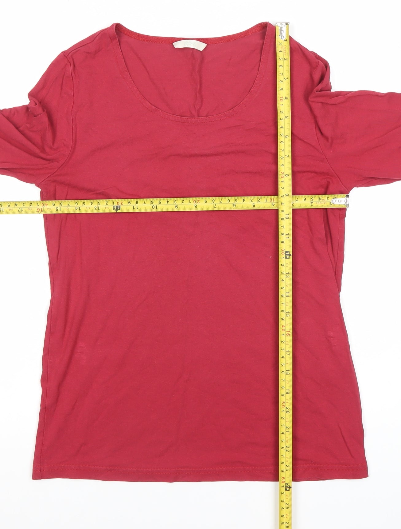 Marks and Spencer Womens Red Scoop Neck 3/4 Sleeve Top Size 10